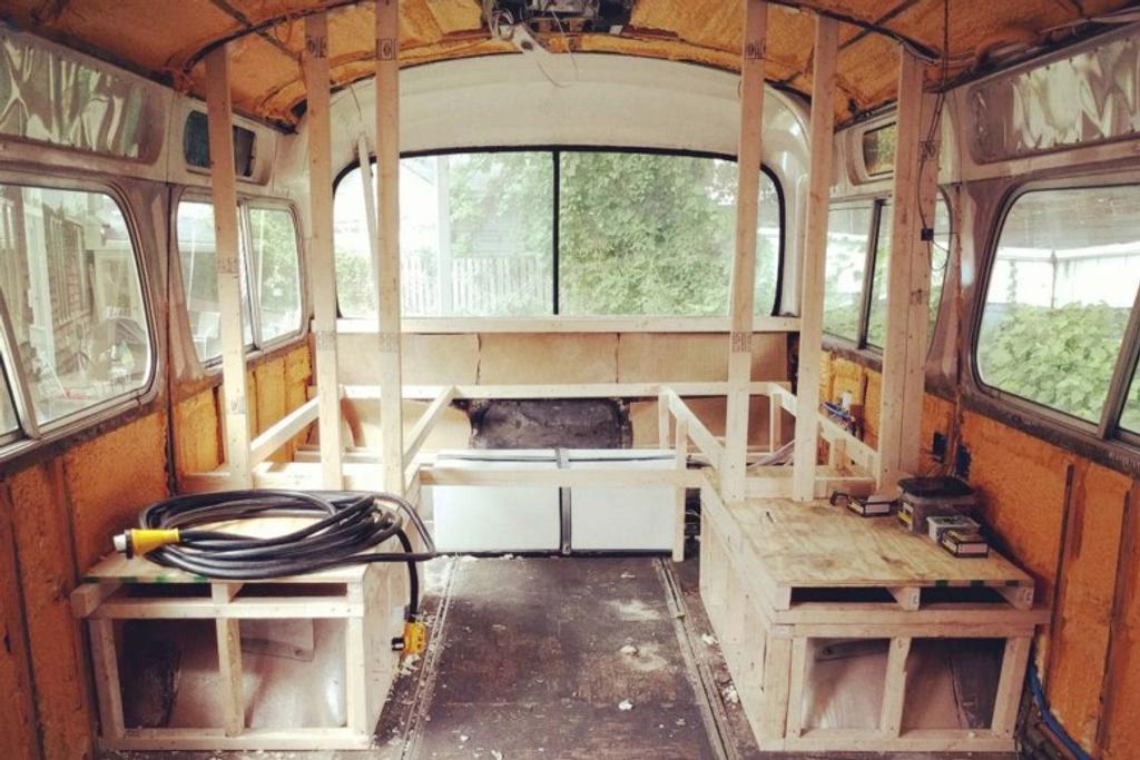 Woman turns bus into tiny home