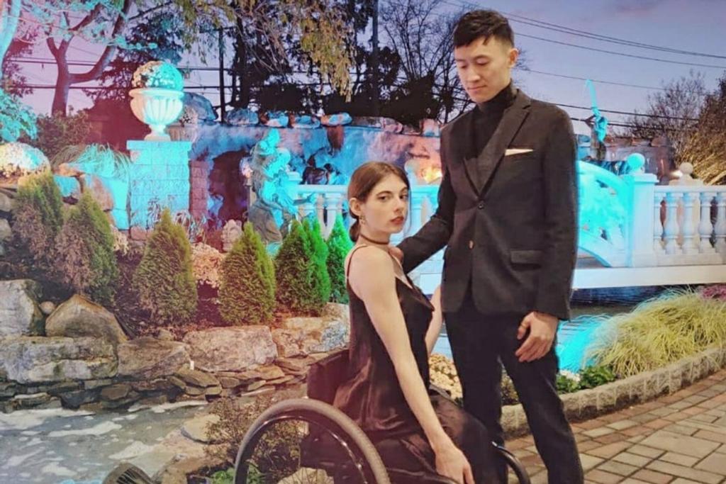 Wheelchair model, interabled couple