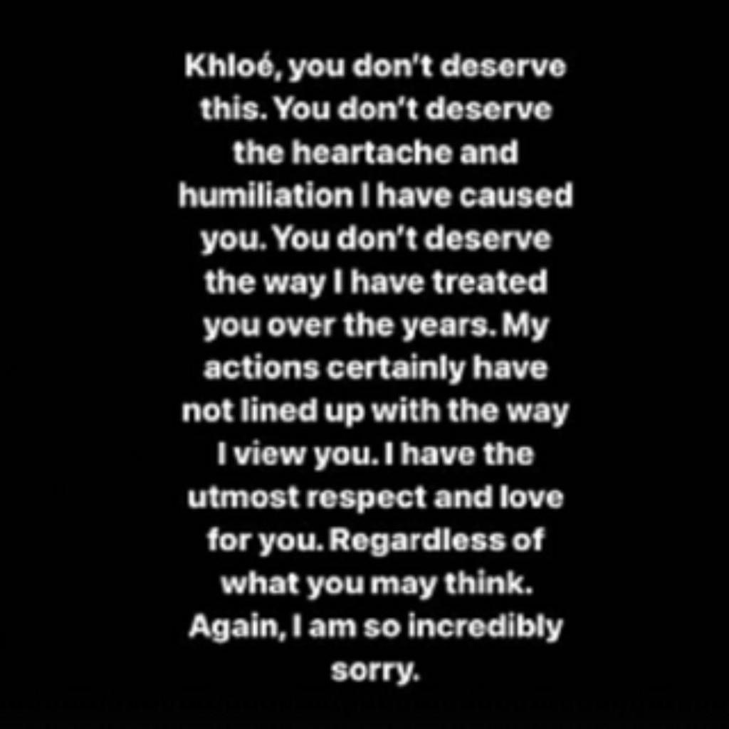 Tristan Thompson Instagram Apology