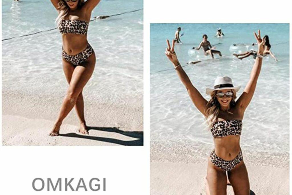 OMKAGI Women's 2 Pieces Bandeau Bikini