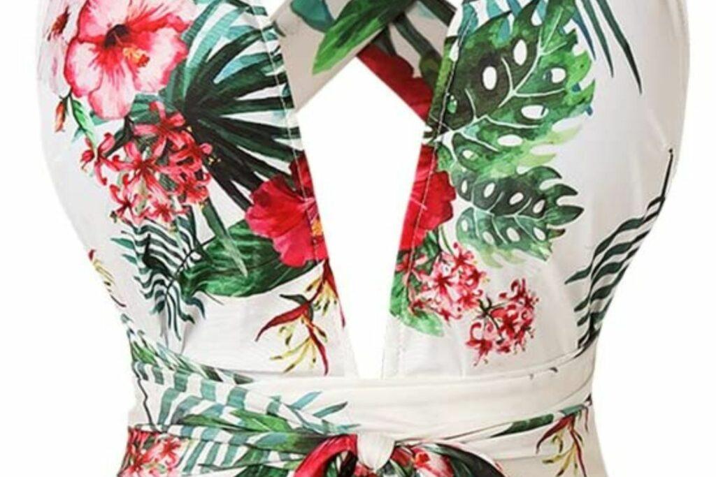 Begonia.K Women's Tropical Print One Piece Swimsuit