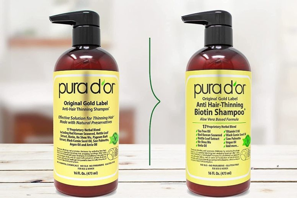PURA D'OR Original Gold Label Anti-Thinning Biotin Shampoo (16oz) Argan Oil