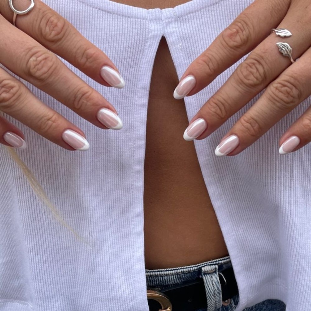chrome nails french manicure