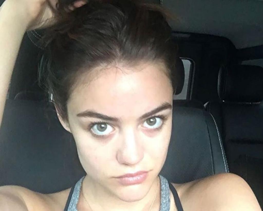 Lucy Hale workout selfie