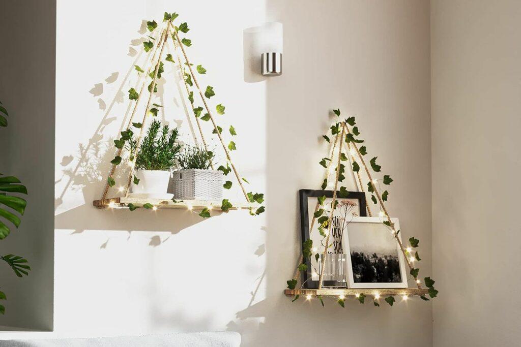 Artificial Ivy LED-Strip Wall Hanging Shelves
